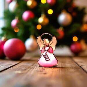Stained Glass Angel Tealight Candle Holder With Dangling "I ❤️U" Charm